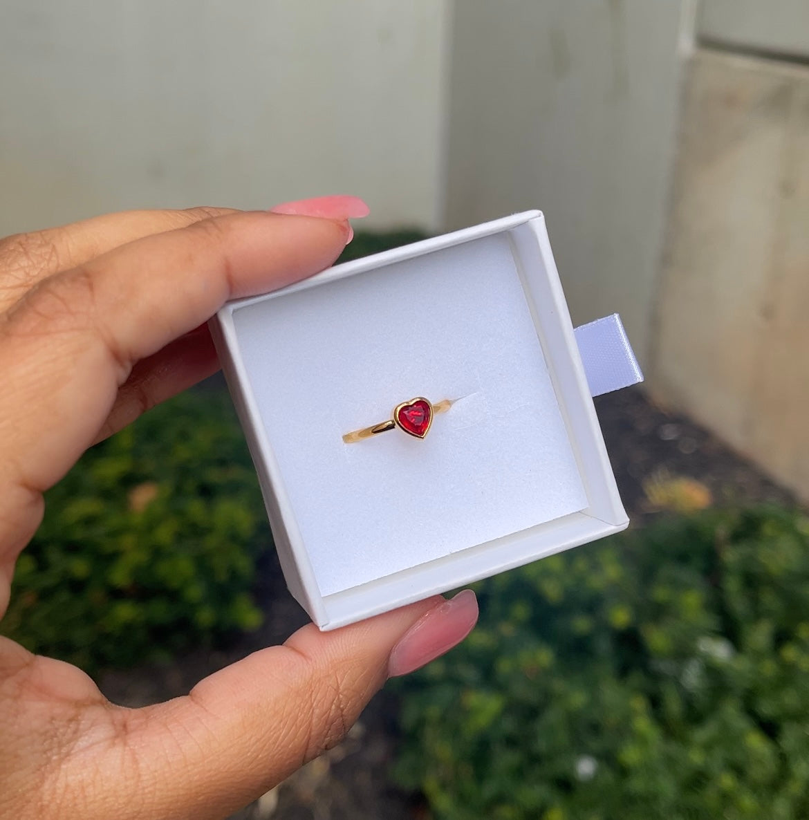 Dainty Red Heart Ring